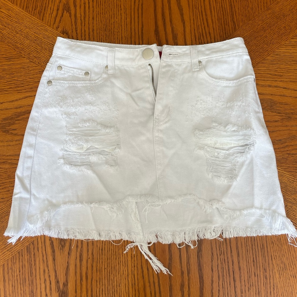 White Jean Skirt